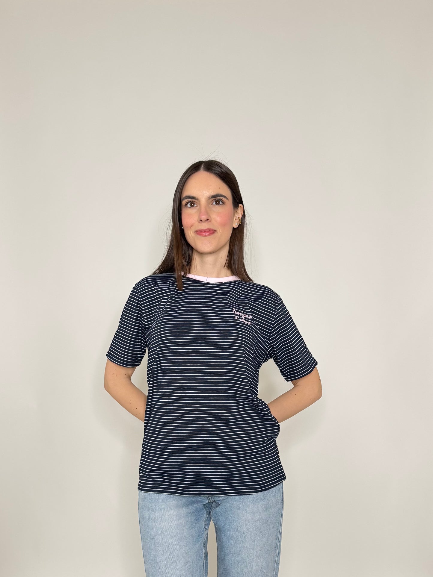 T-shirt righe light cotton Blu Navy