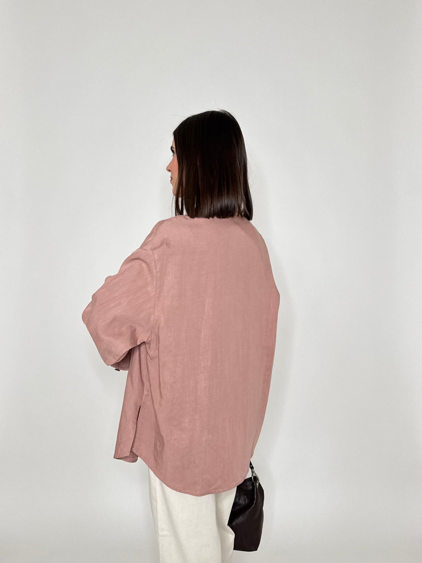Camicia in 100% cotone taglio morbido Rosa antico