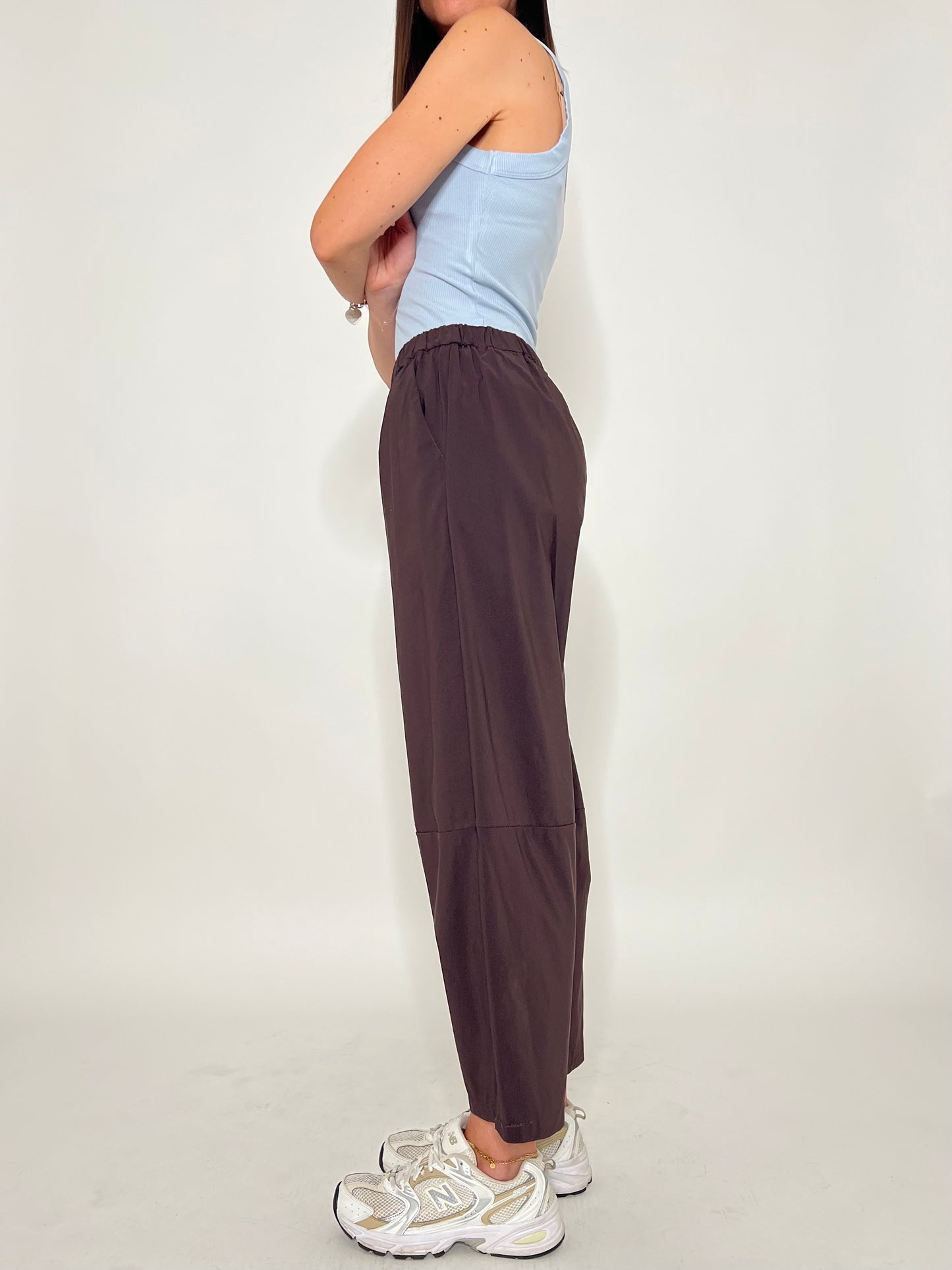 Pantalone Comfy ovetto in viscosa Cioccolato