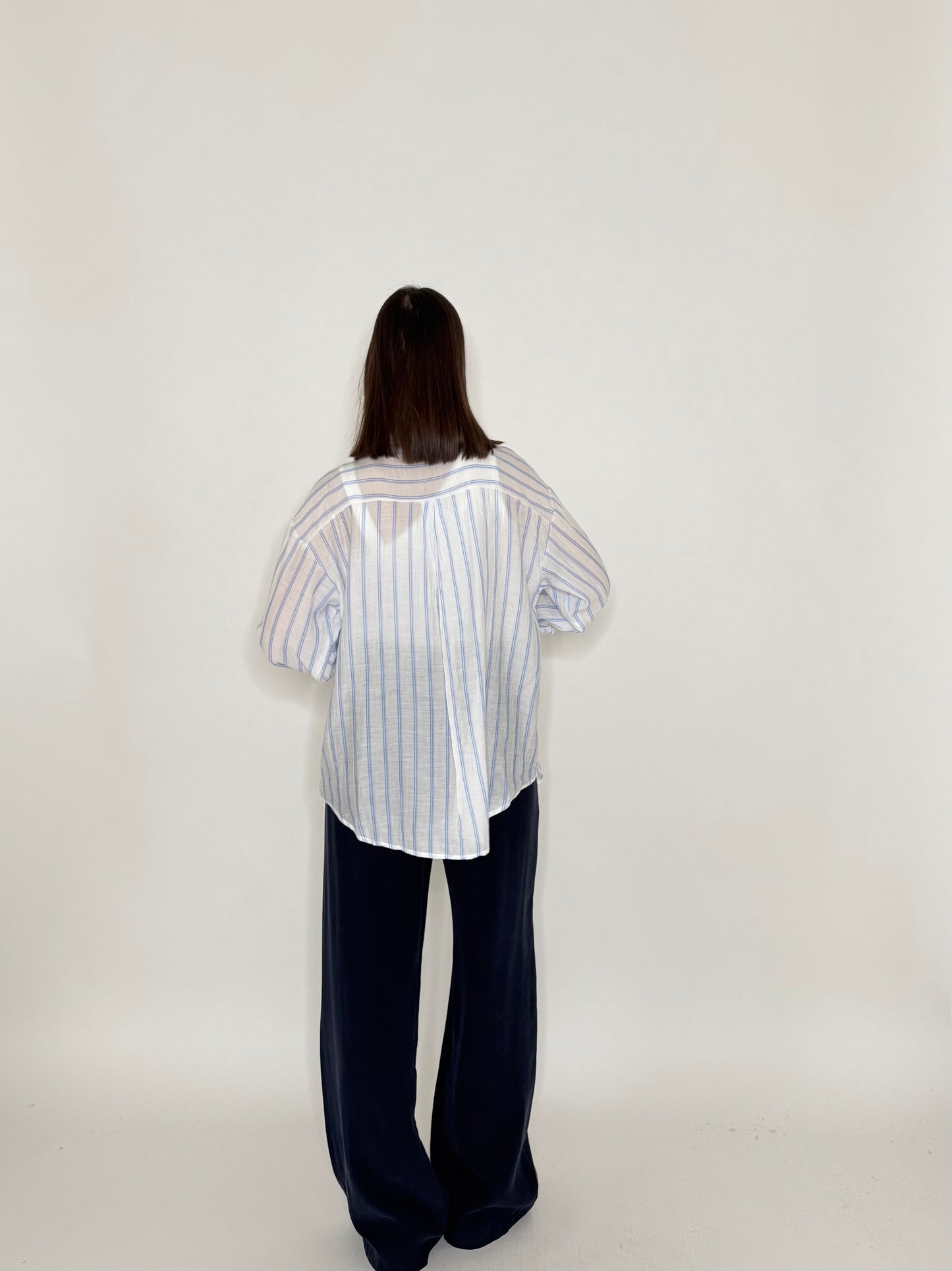 Camicia in leggera viscosa a righe Blu