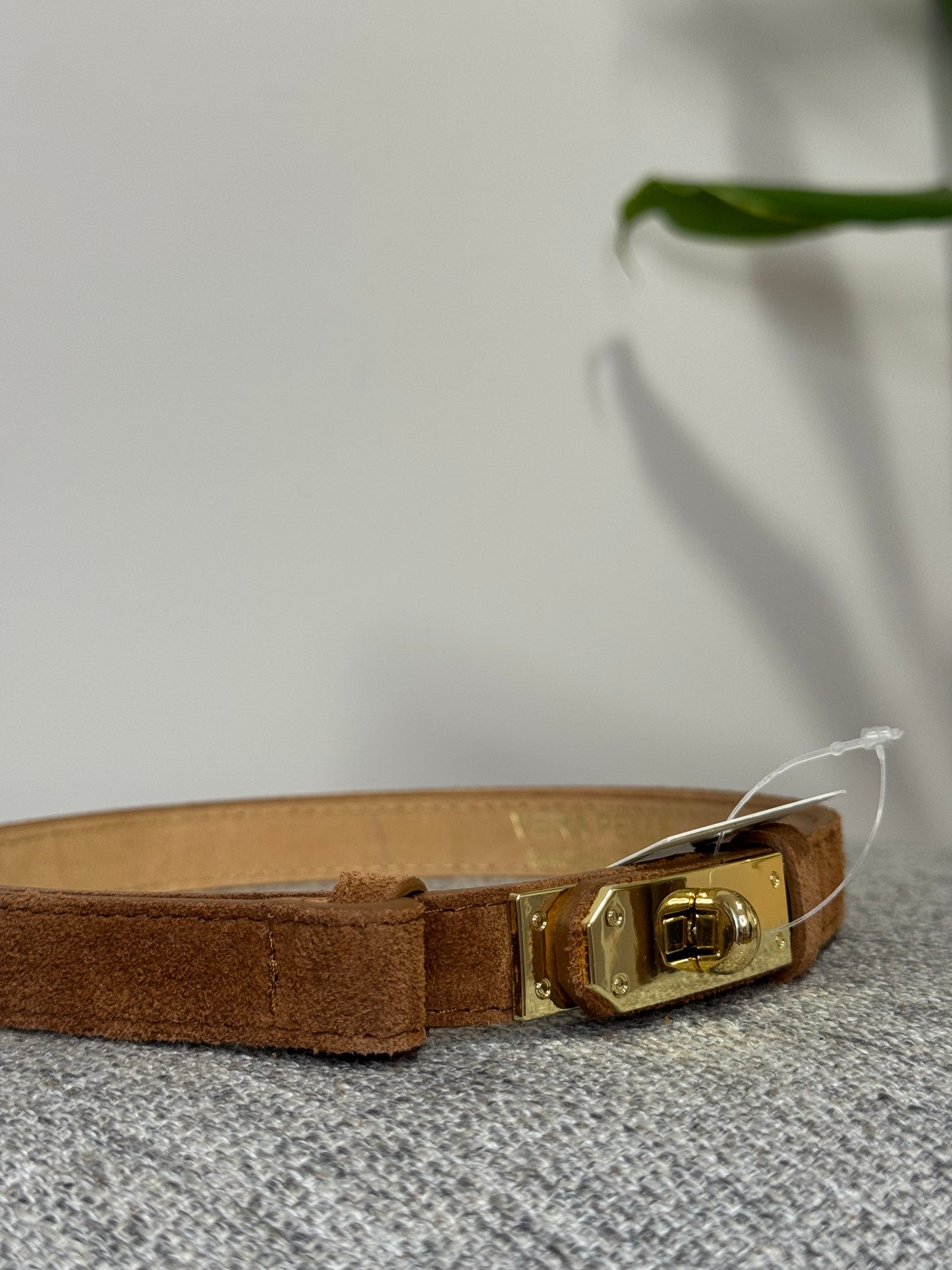 Cintura vera pelle camoscio regolabile stile Hermes cuoio 2cm