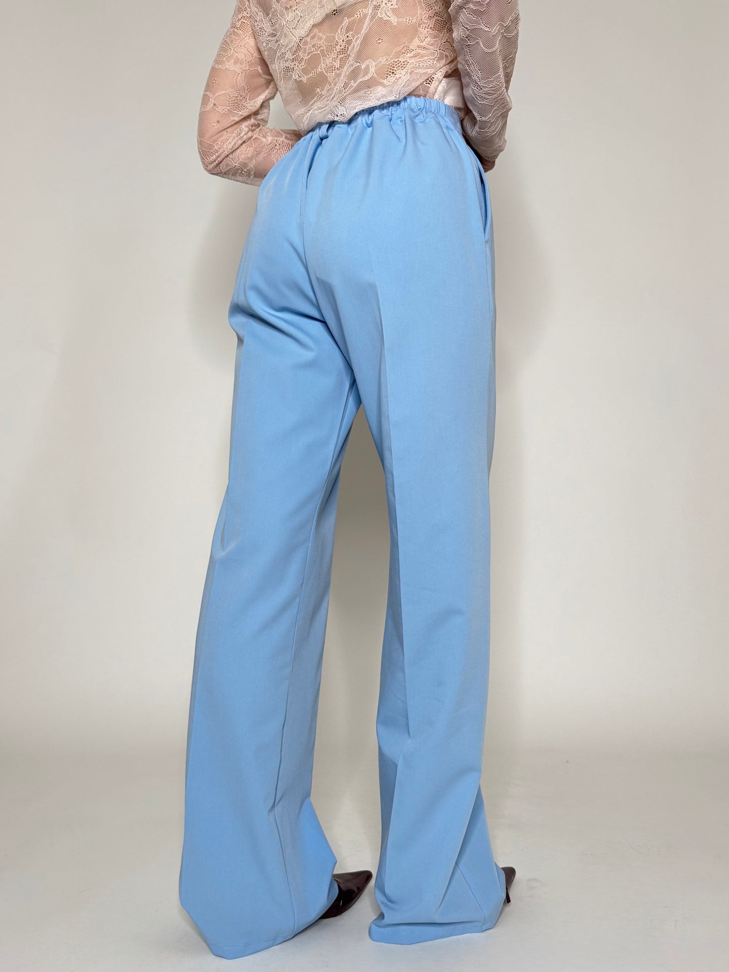 Pantalone palazzo taglio elegante viscosa Celeste