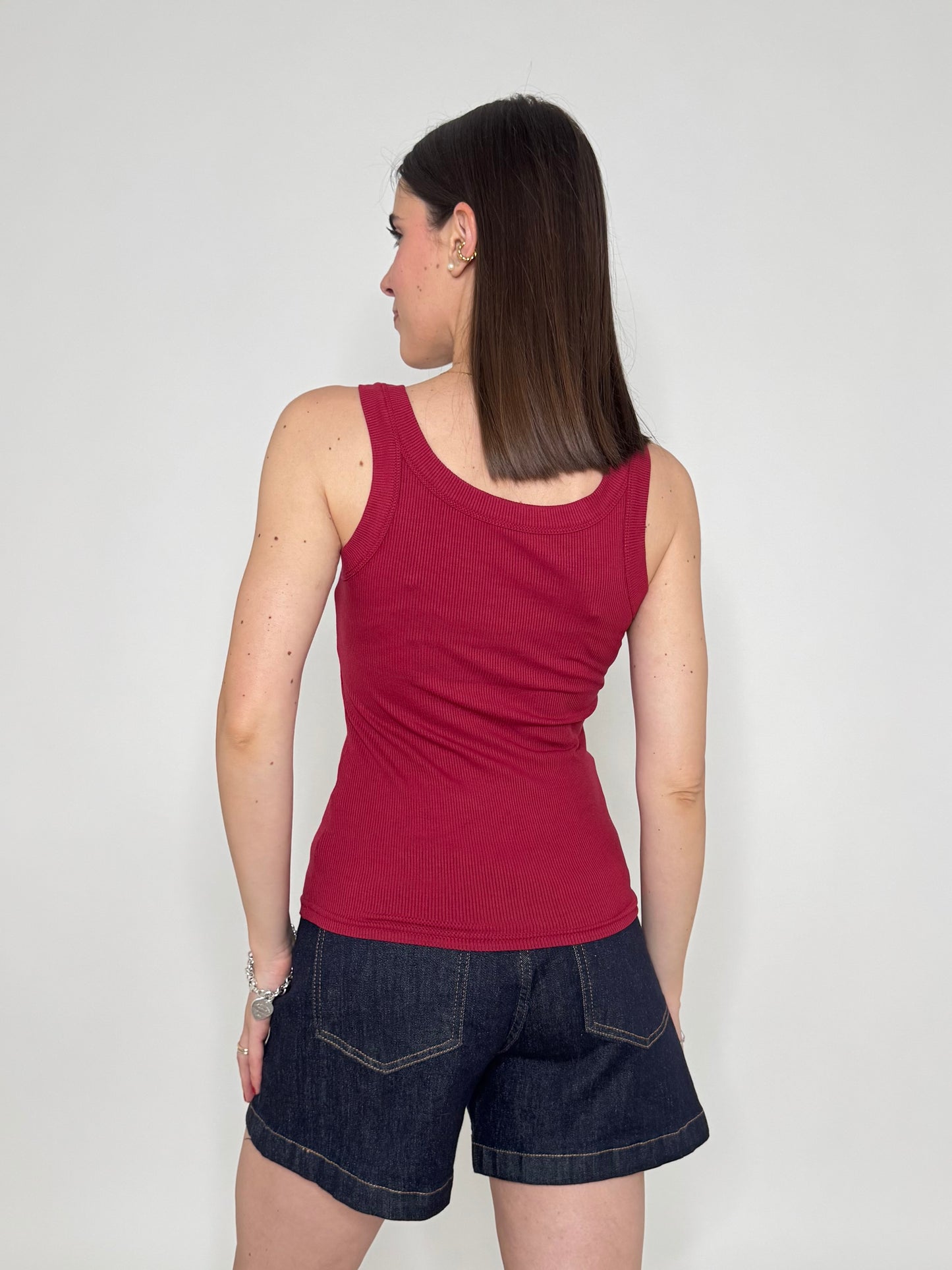 Canotta basic a costine Bordeaux