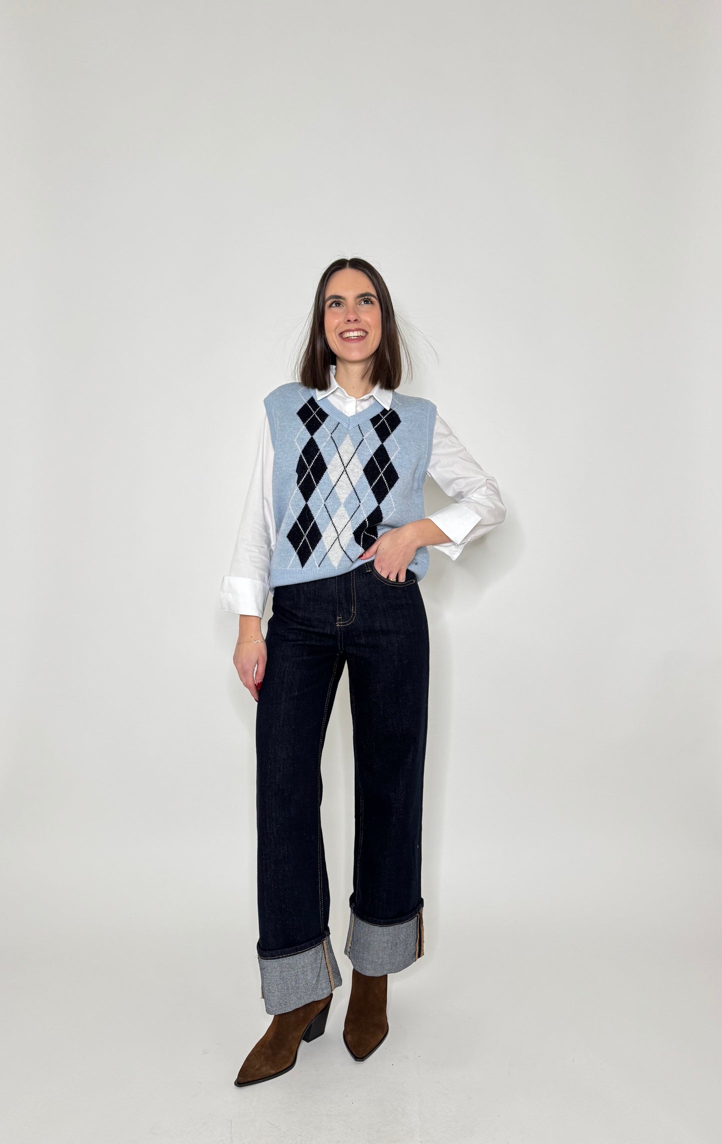 Gilet in maglia a rombi