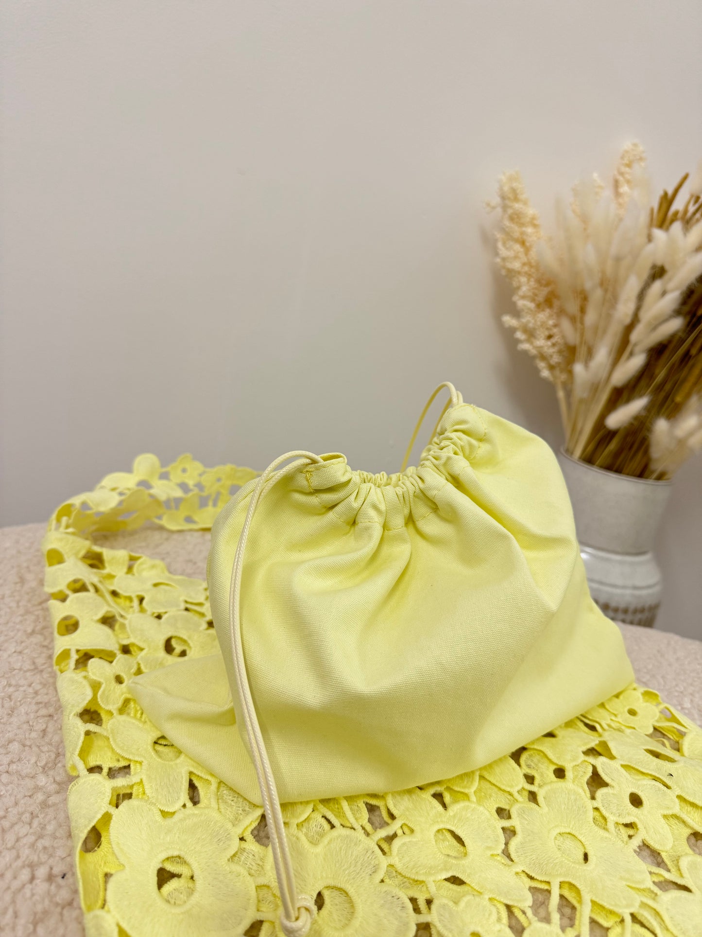 Tote bag effetto macramè floreale Giallo