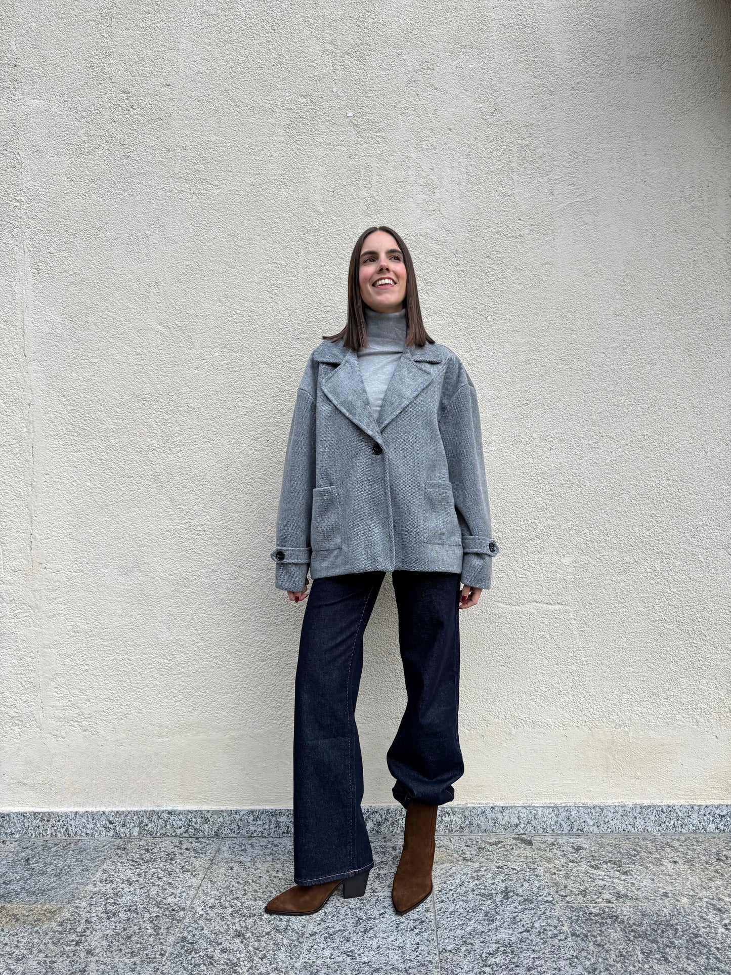 Cappotto corto monopetto Grigio