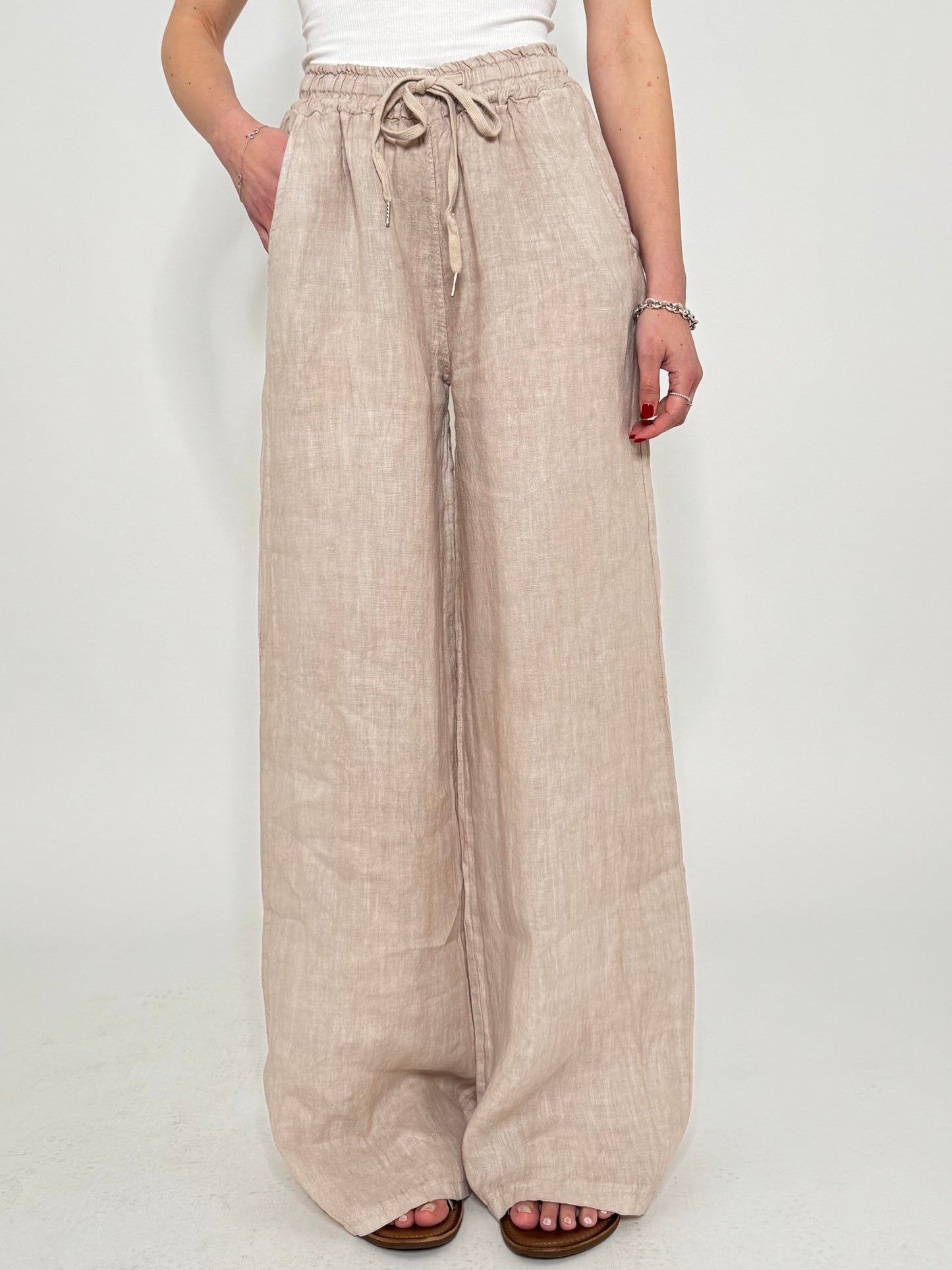 Pantalone in lino Deserto Beige
