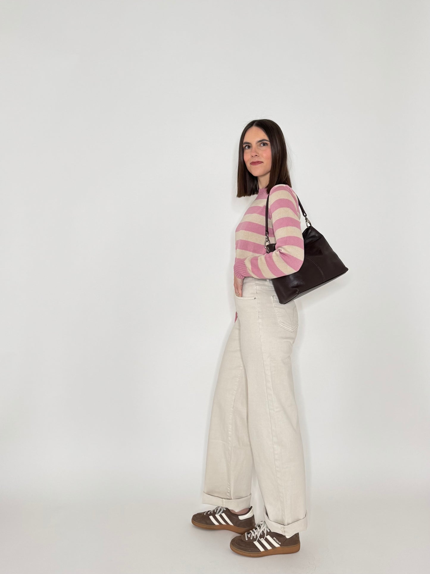 Jeans wide leg Cream