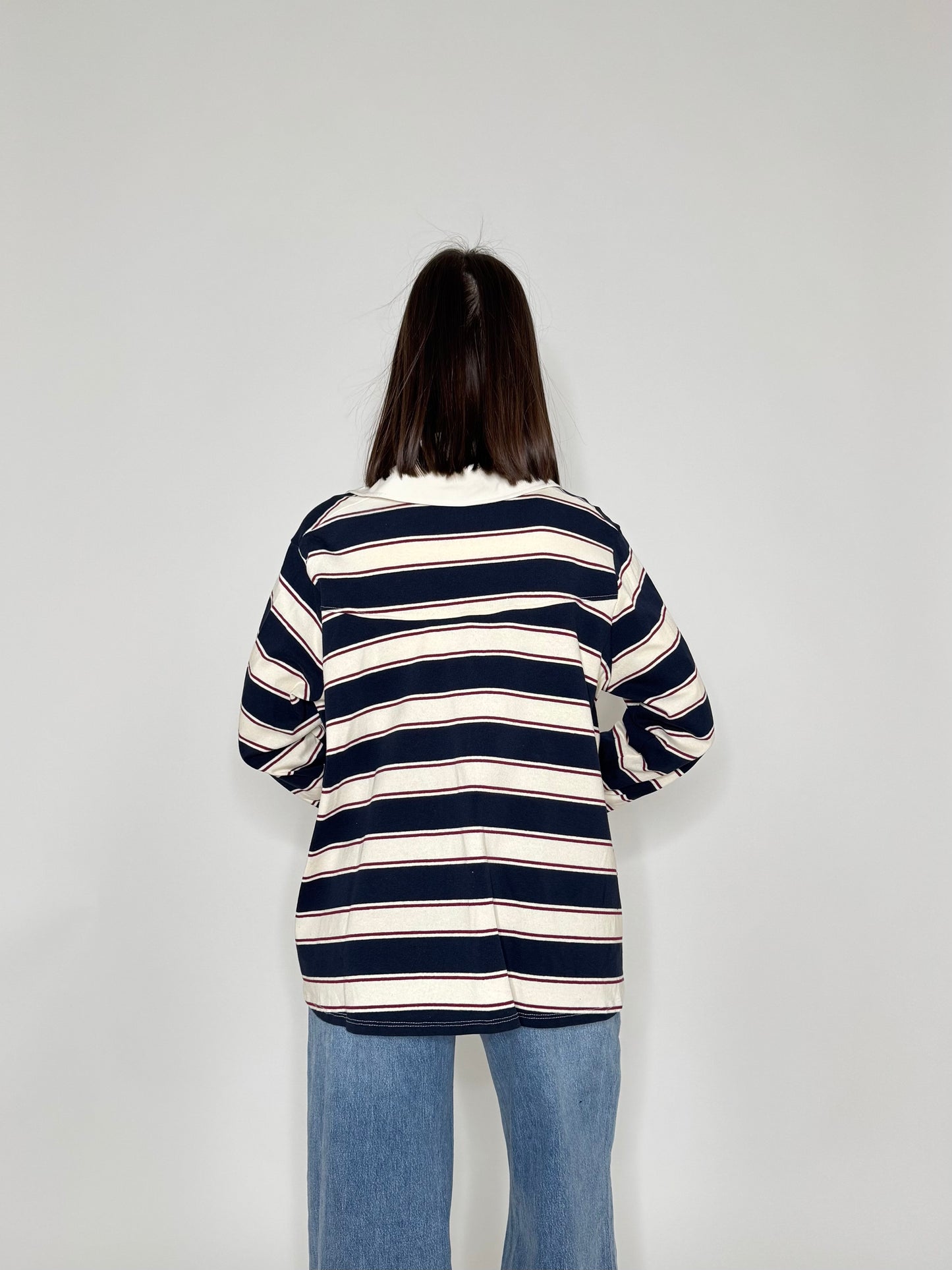 Maglia Polo cotone righe blu