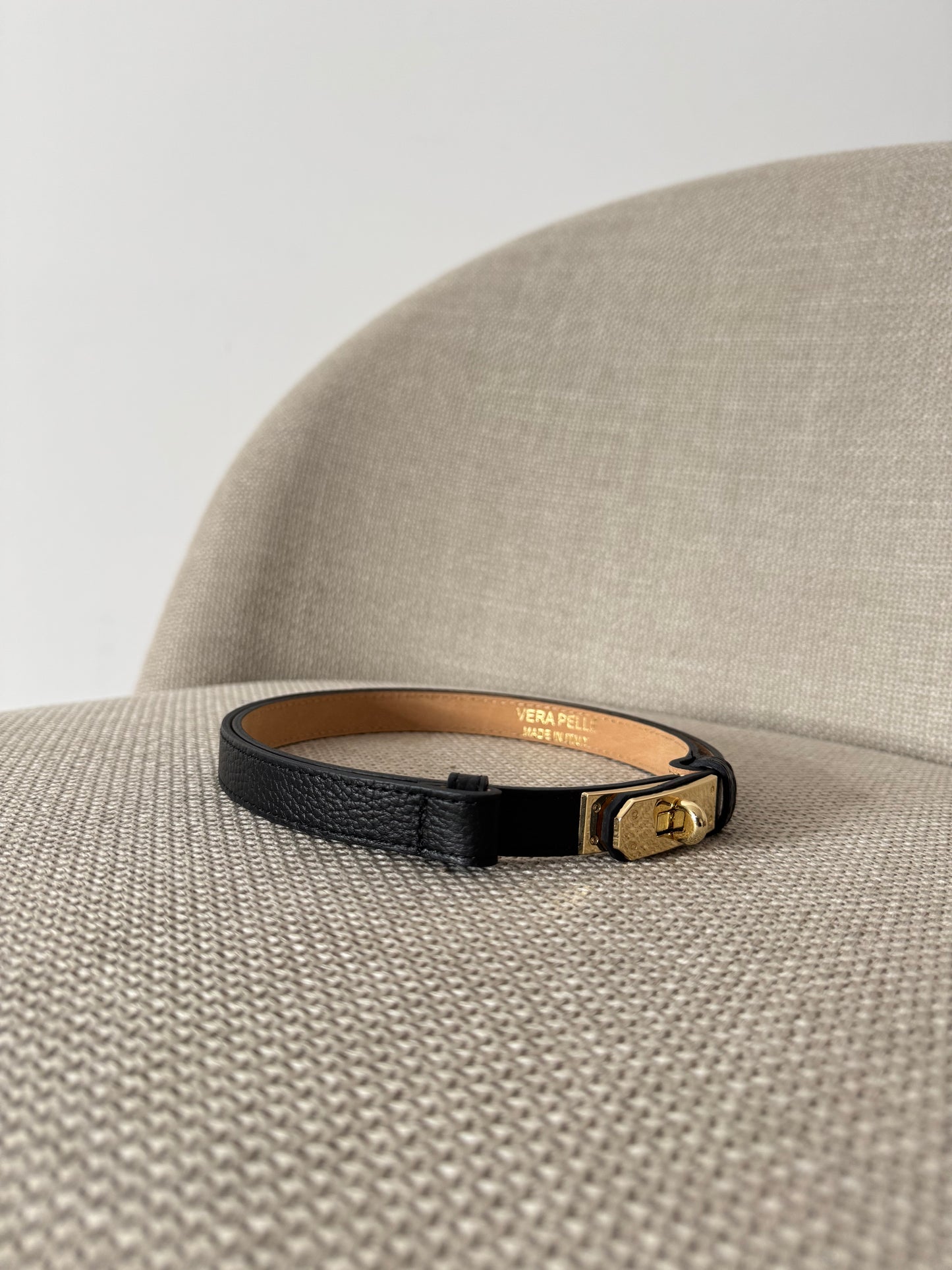 Cintura vera pelle martellata regolabile stile Hermes nera 2cm