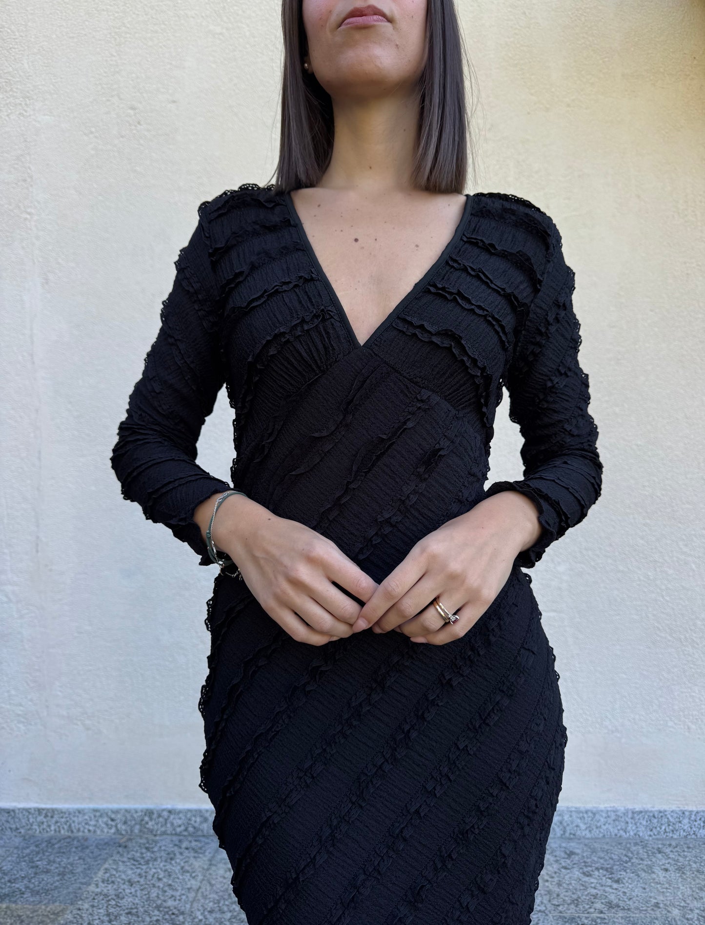 Abito Sirena effetto Goffrato Nero