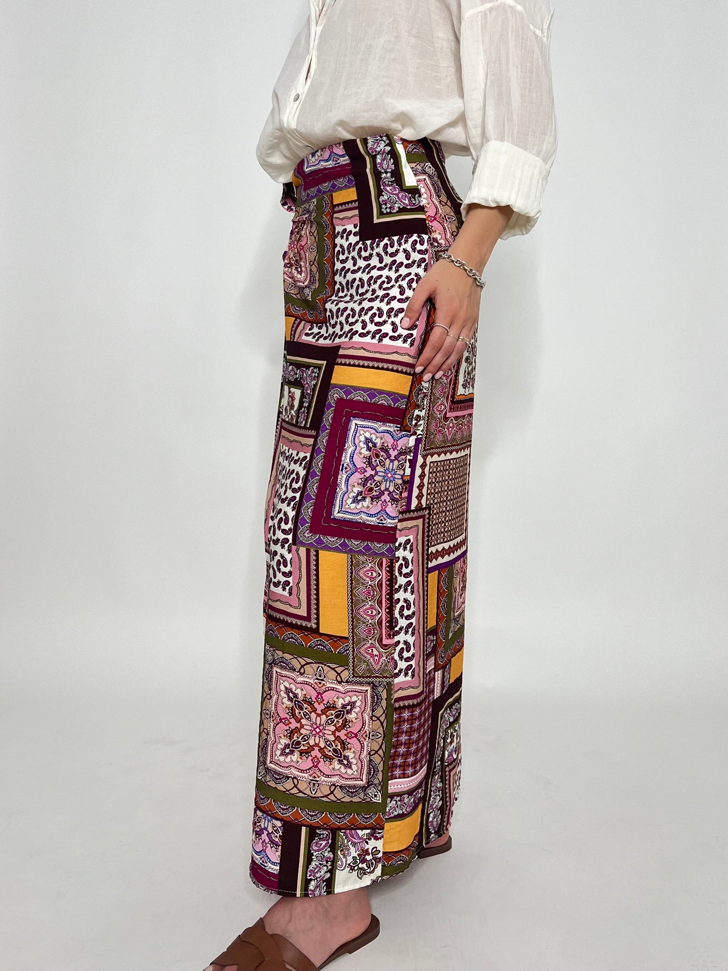 Gonna pareo in fresca viscosa fantasia foulard multicolor