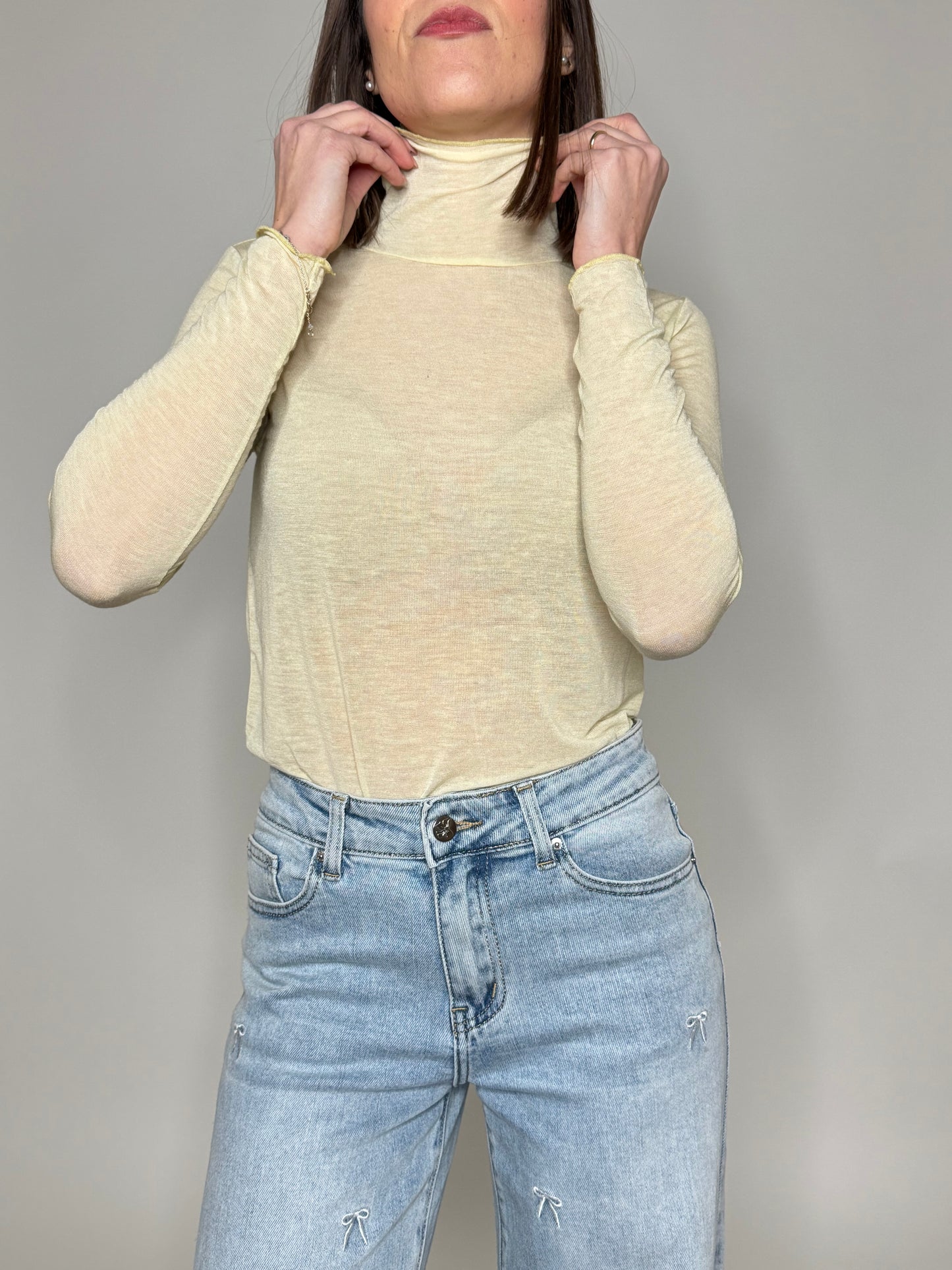 Maglia dolcevita Cashmere Giallo pulcino