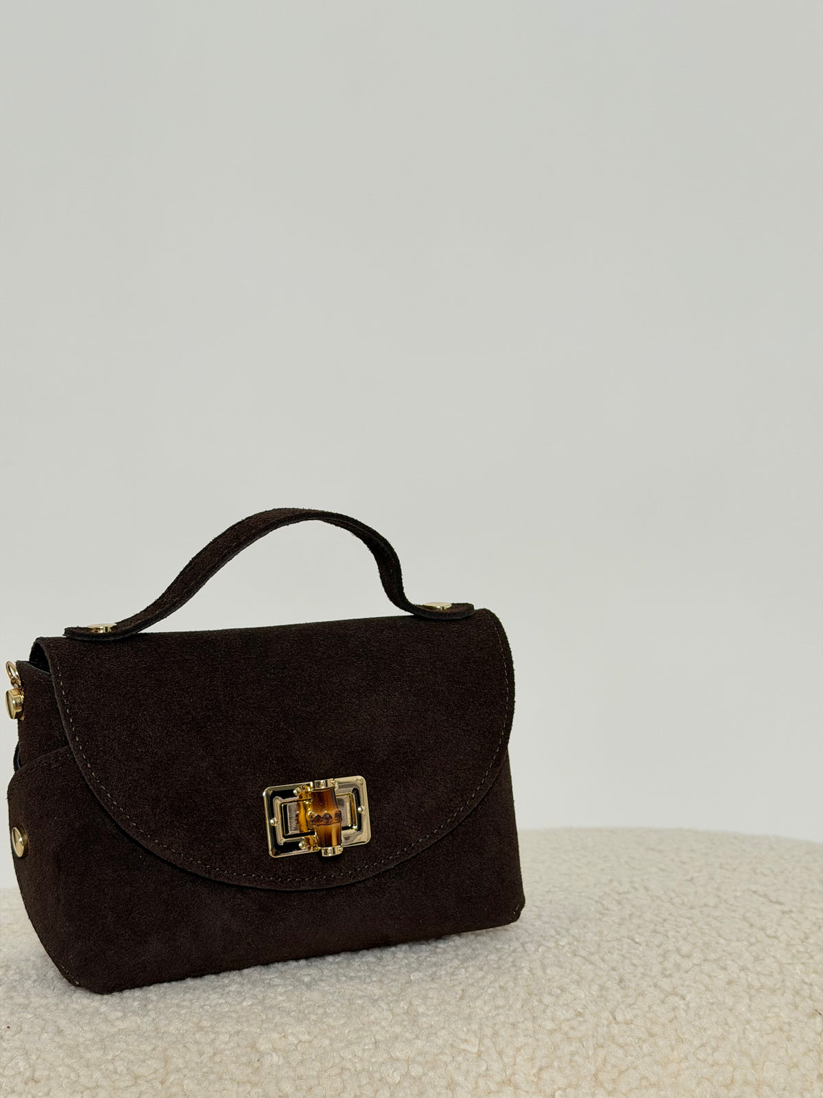 Borsa in vera pelle scamosciata