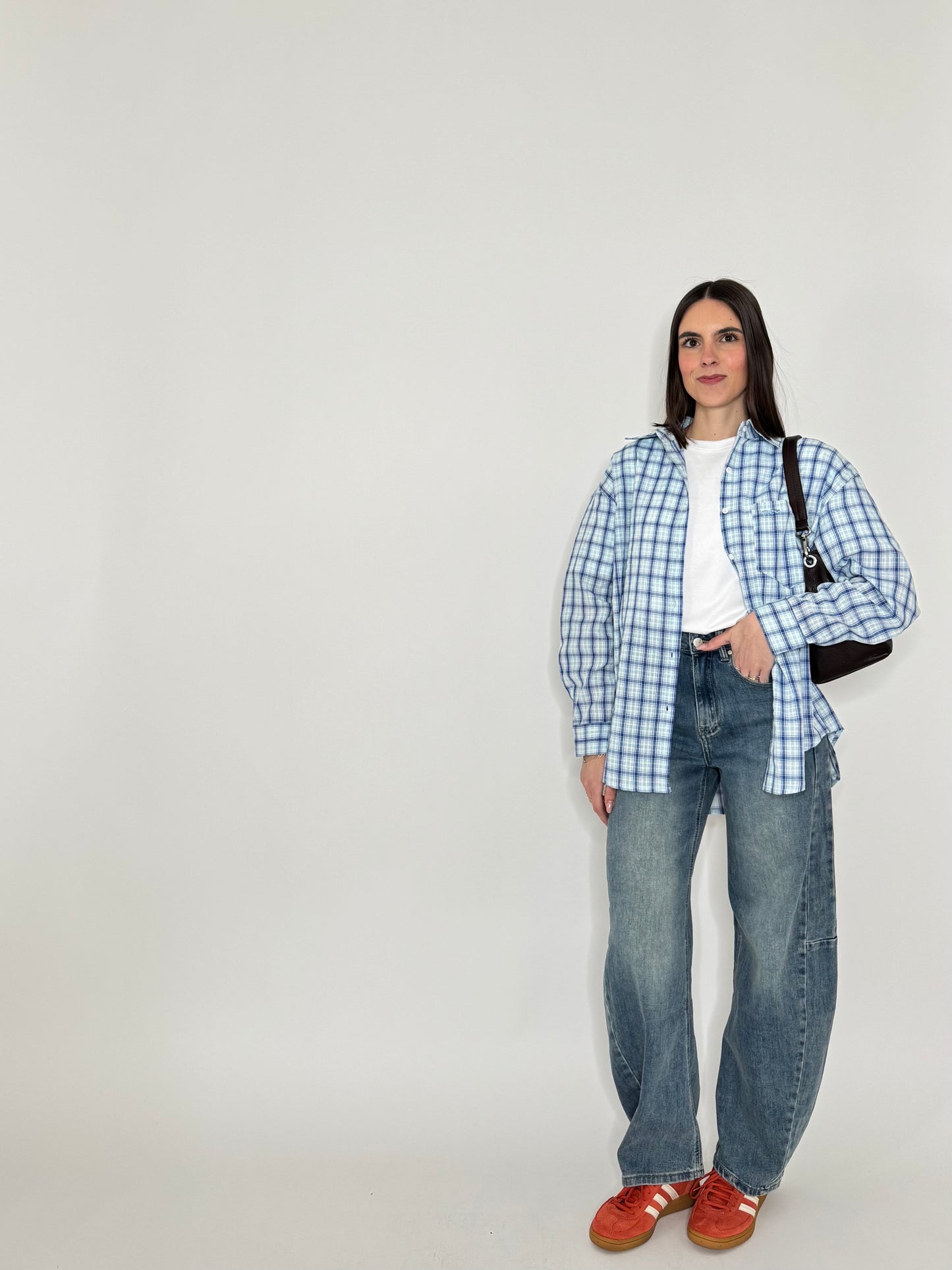 Camicia in cotone a quadri Blu