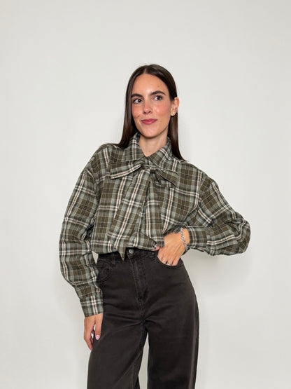 Camicia check in cotone verde