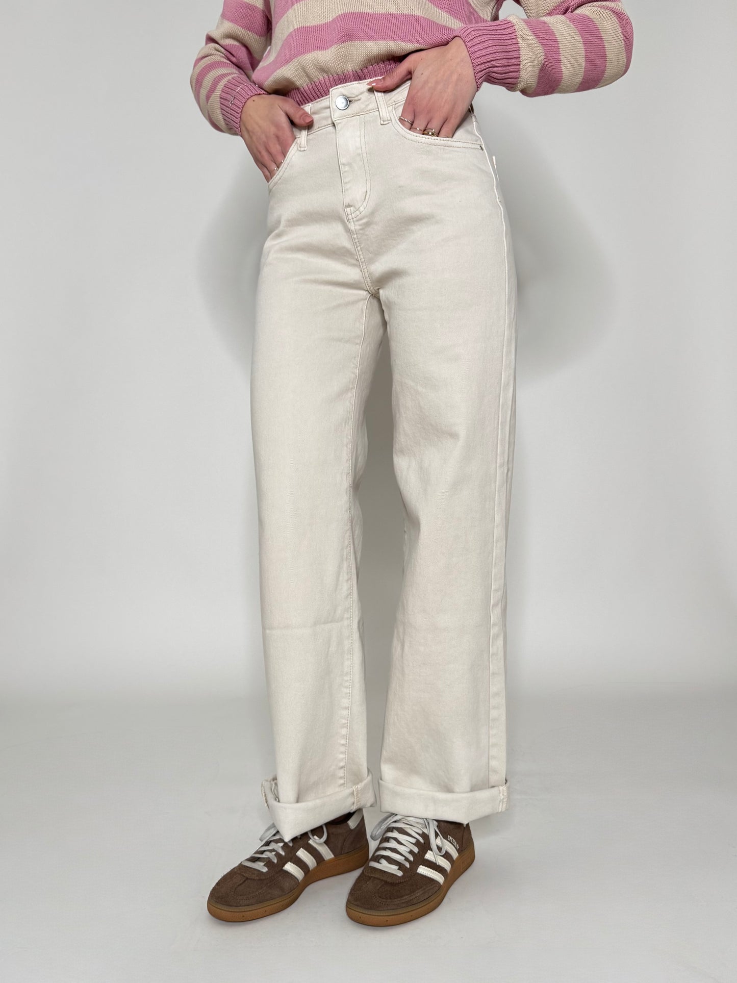Jeans wide leg Cream