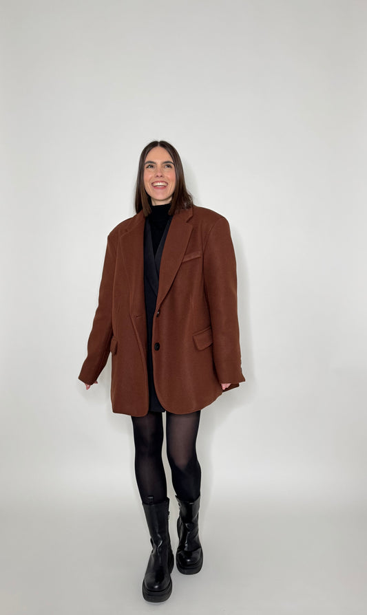 Giacca in panno oversize Cioccolato - Lumina