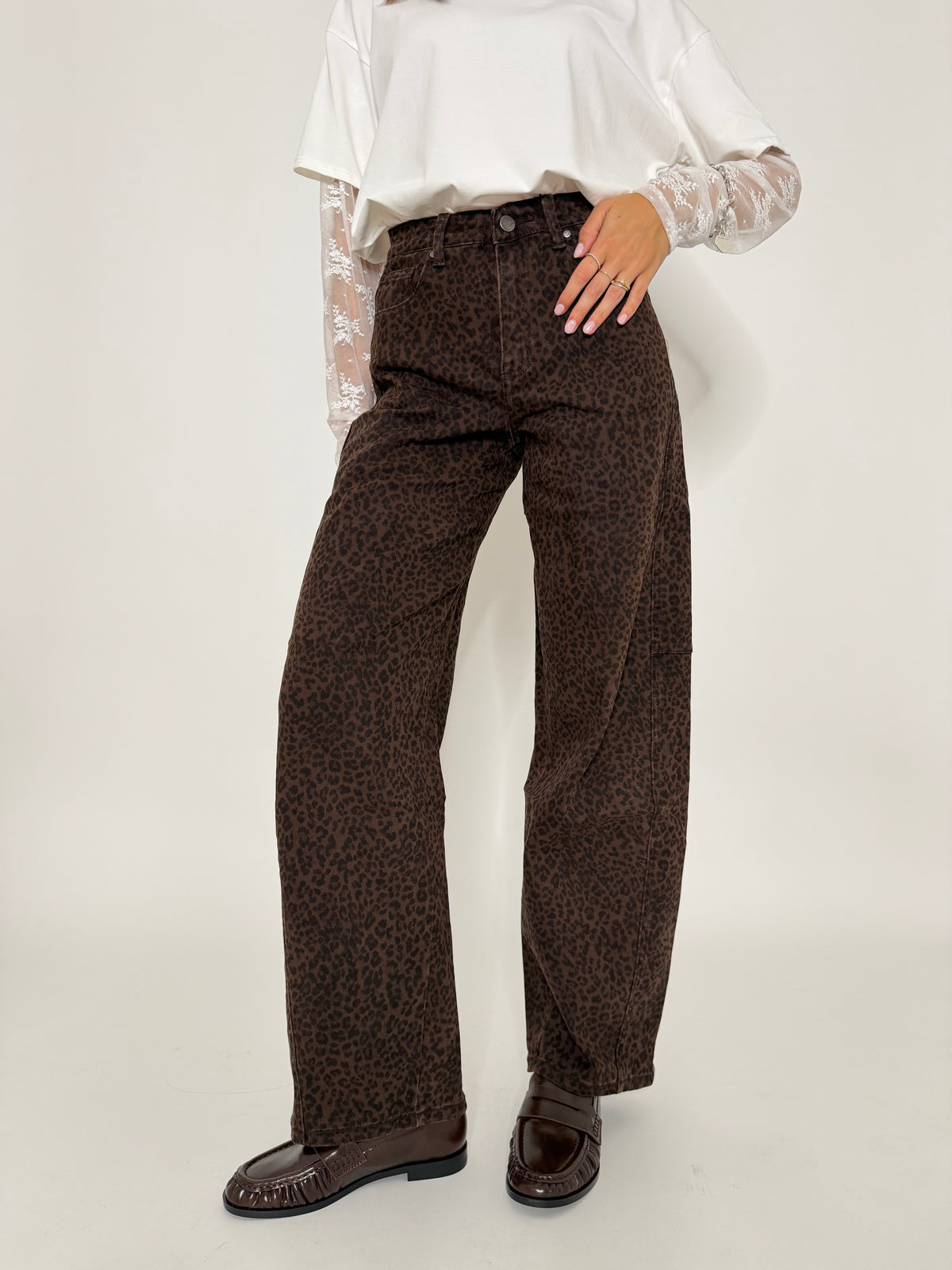 Jeans Balloon Fit leopardato