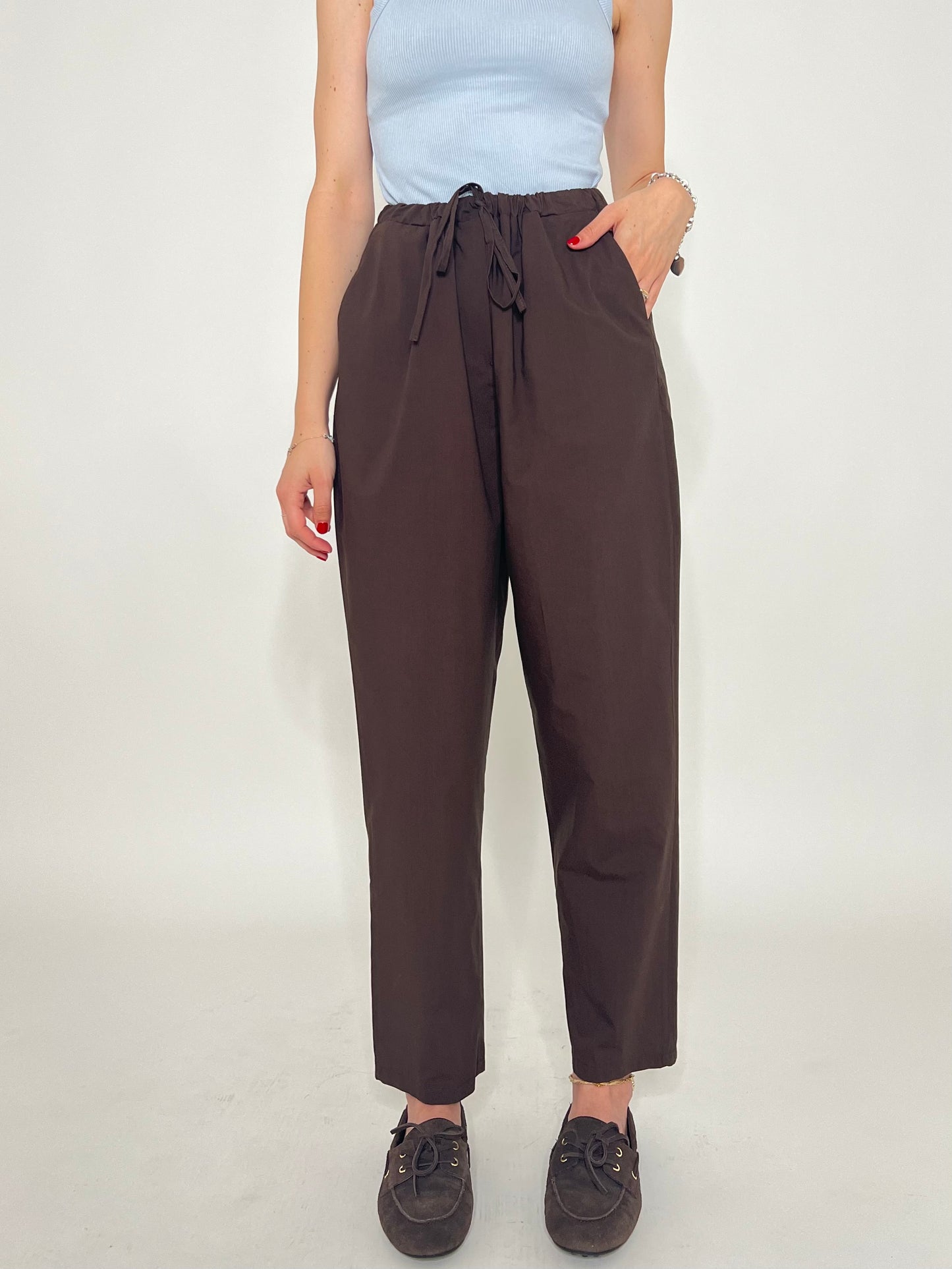 Pantalone fresco cotone Office Cioccolato