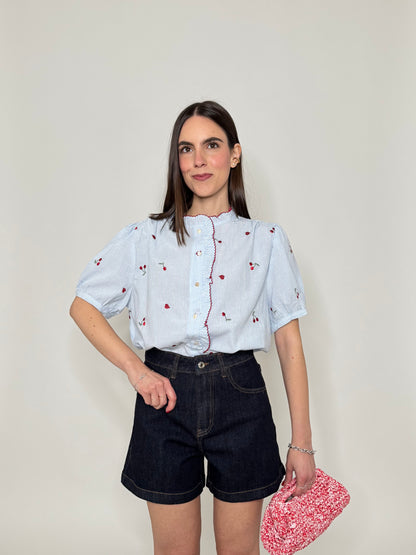 Camicia in cotone con ricami
