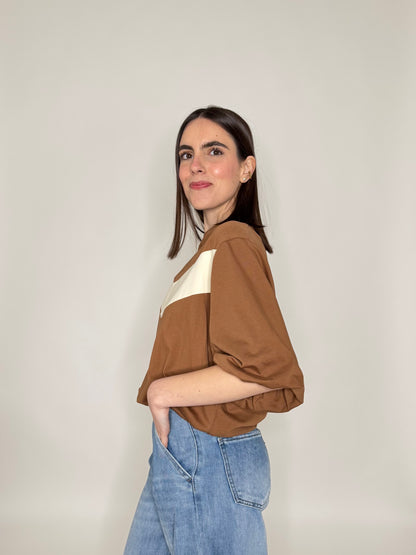 T-shirt palloncino in cotone Caramello