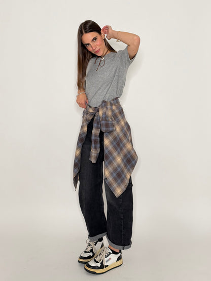 Jeans Barrell con spicchi laterali Grigio nero