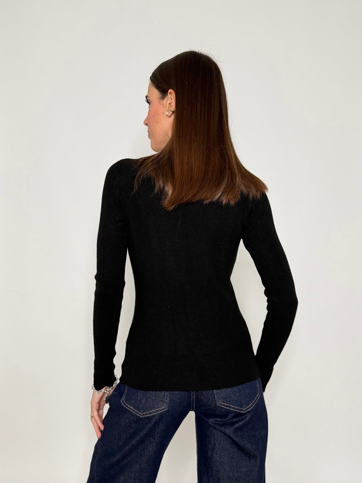 Maglia in morbida viscosa zigzag fit nero
