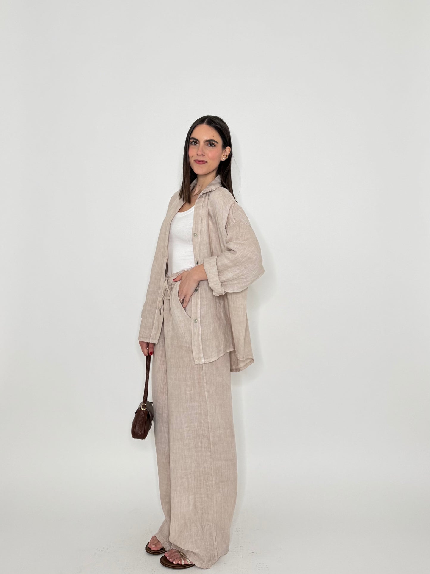 Pantalone in lino Deserto Beige