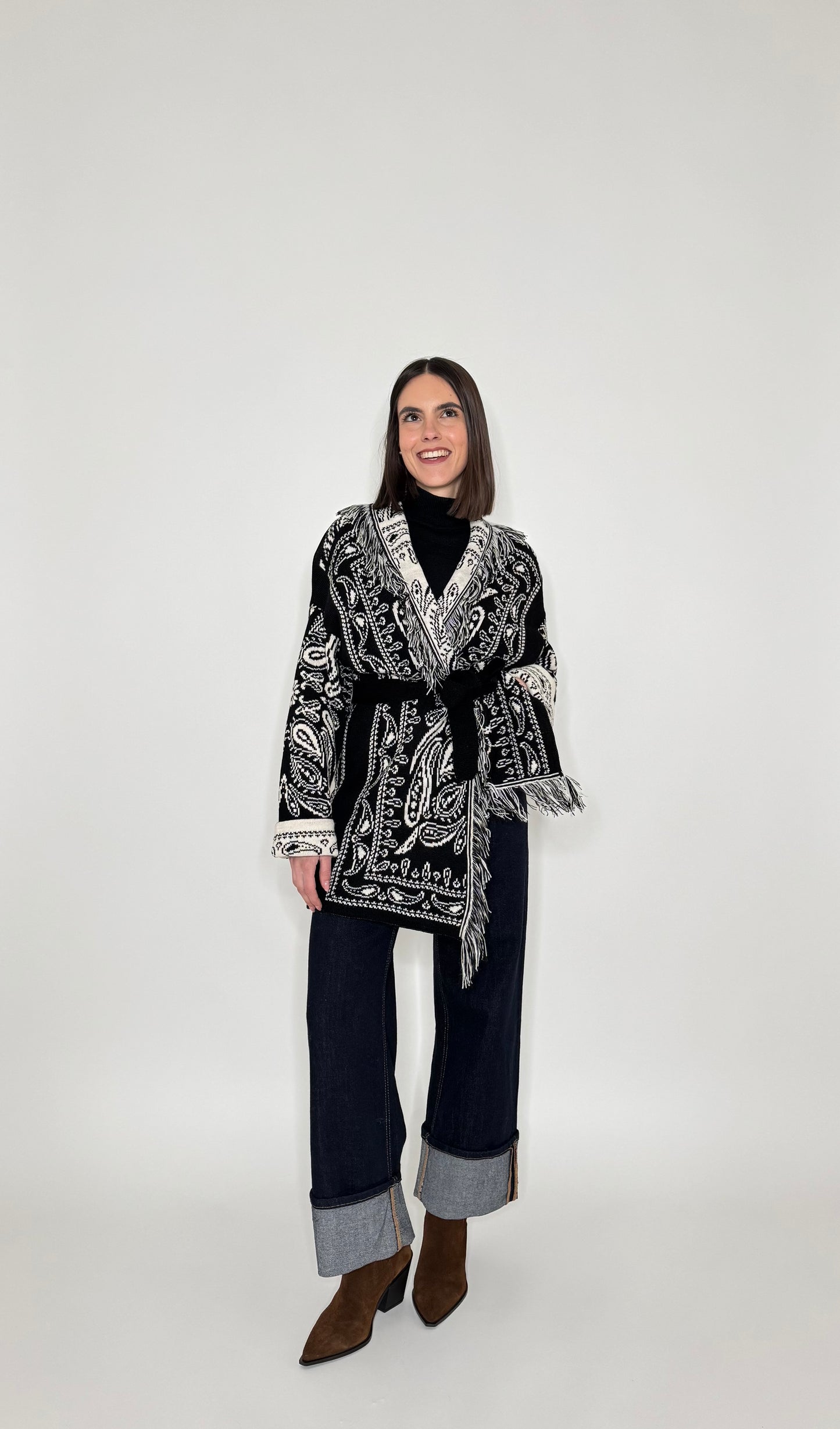 Cardigan bandana Jacquard Nero