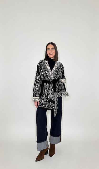Cardigan bandana Jacquard Nero