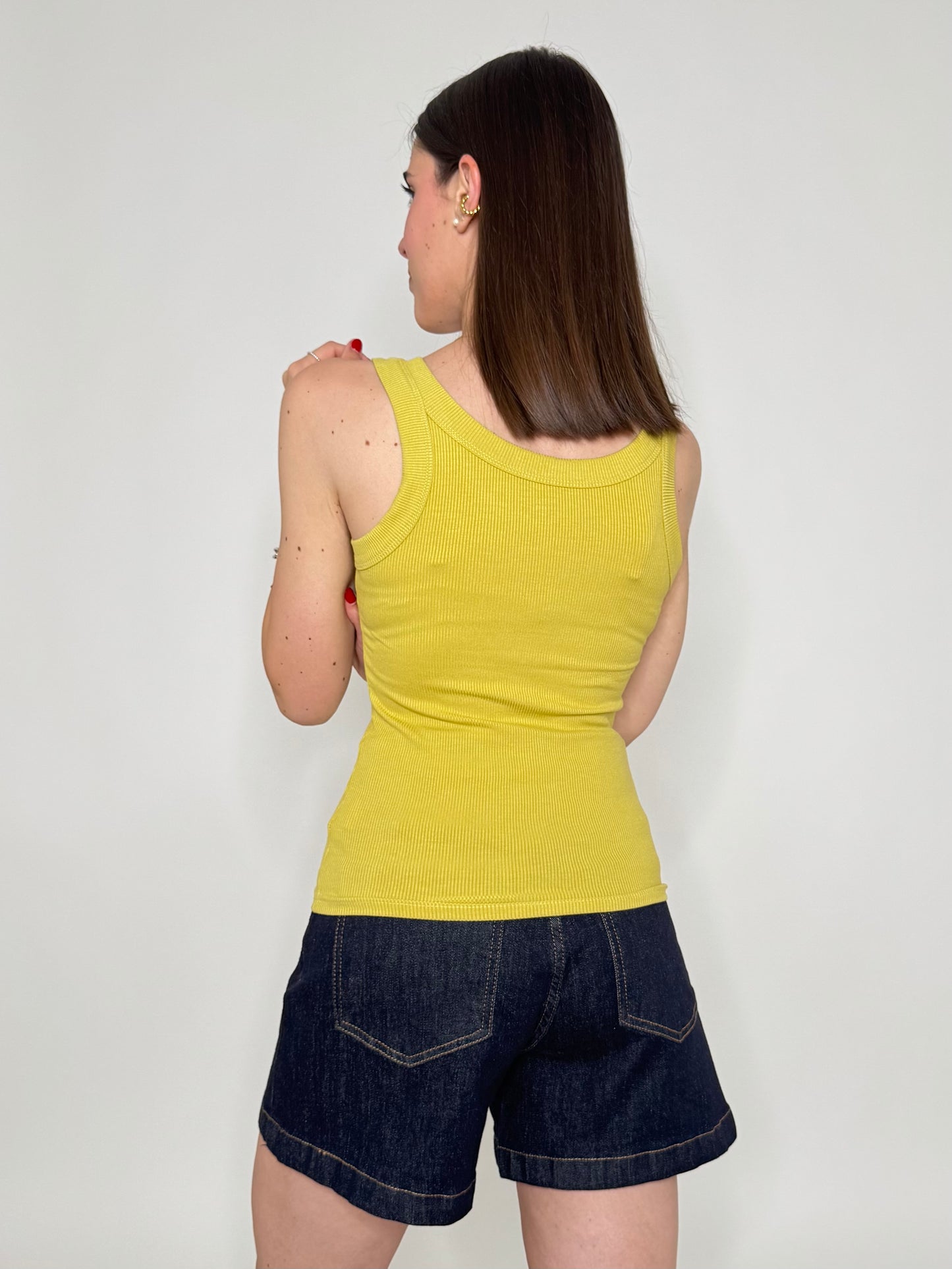 Canotta basic a costine Verde Lime