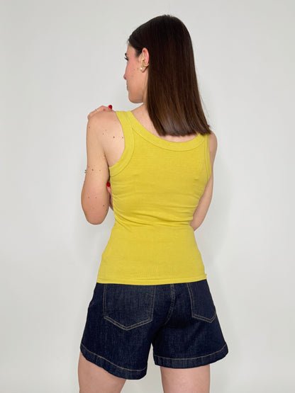 Canotta basic a costine Verde Lime