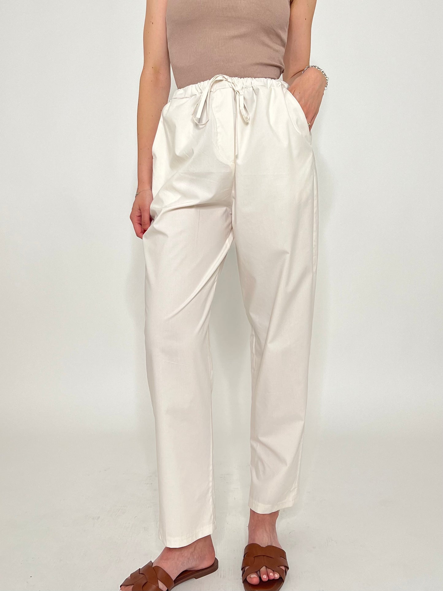 Pantalone fresco cotone Office Panna