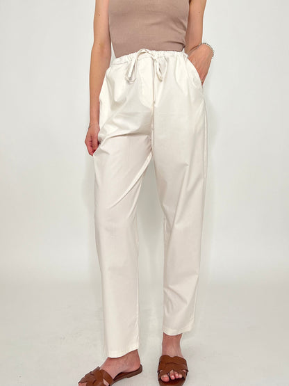 Pantalone fresco cotone Office Panna