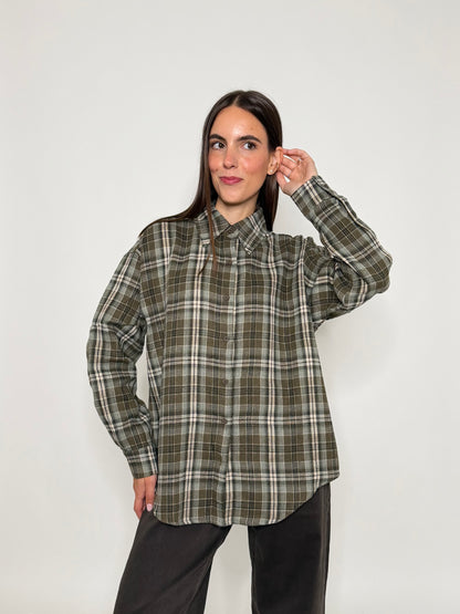Camicia check in cotone verde