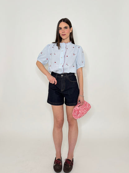Camicia in cotone con ricami