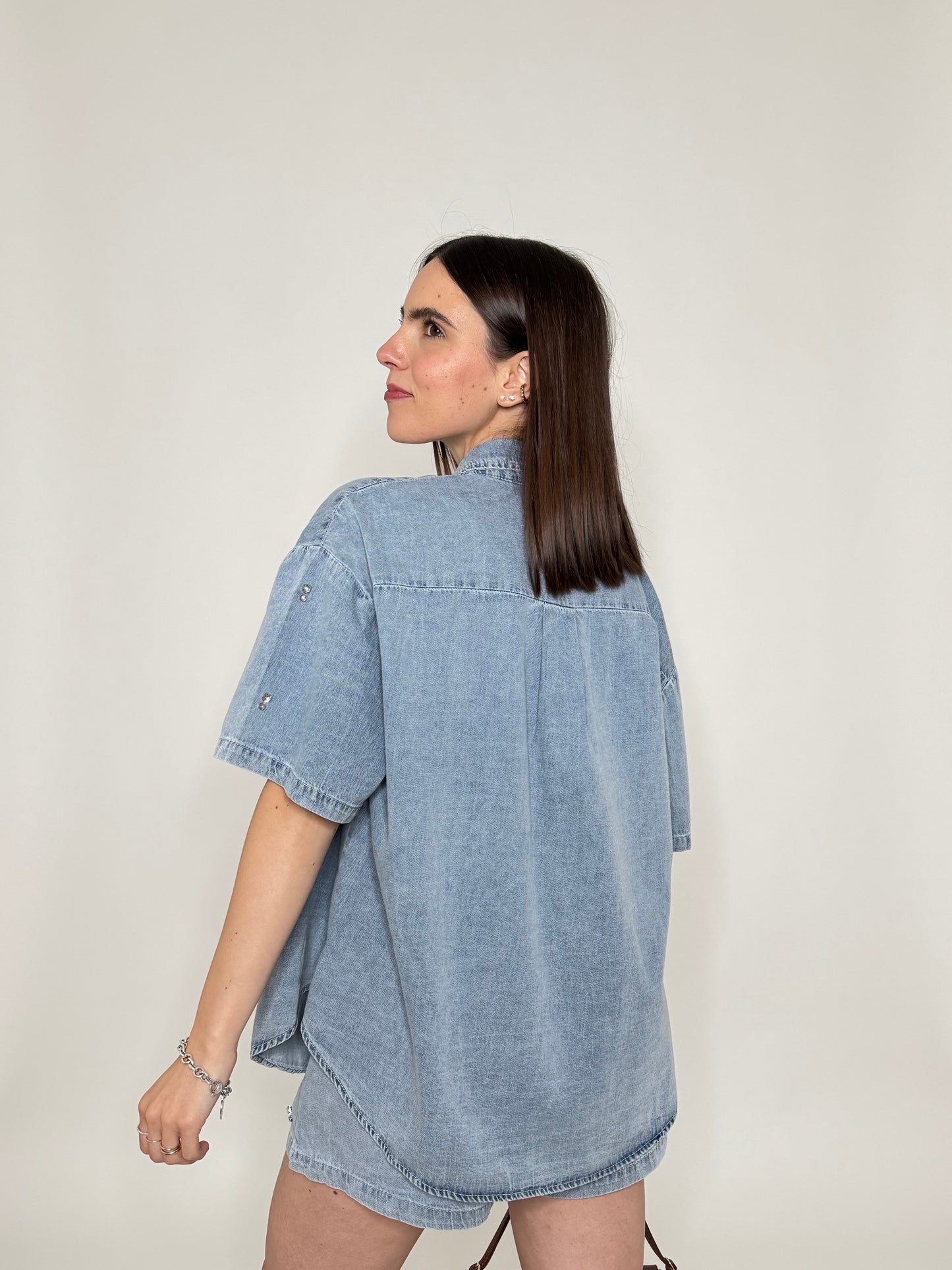 Completo denim in cotone con caboshon