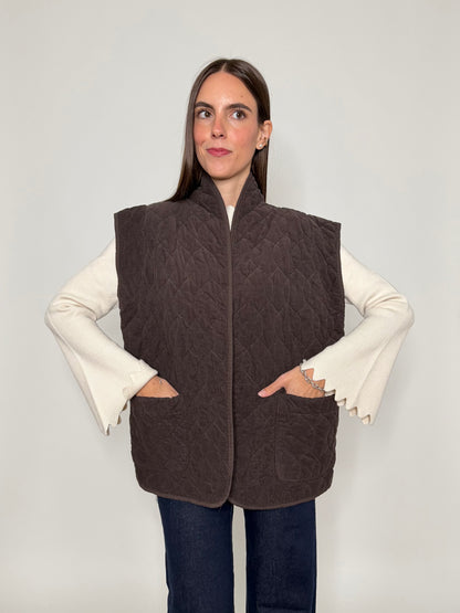 Gilet in velluto di cotone moro