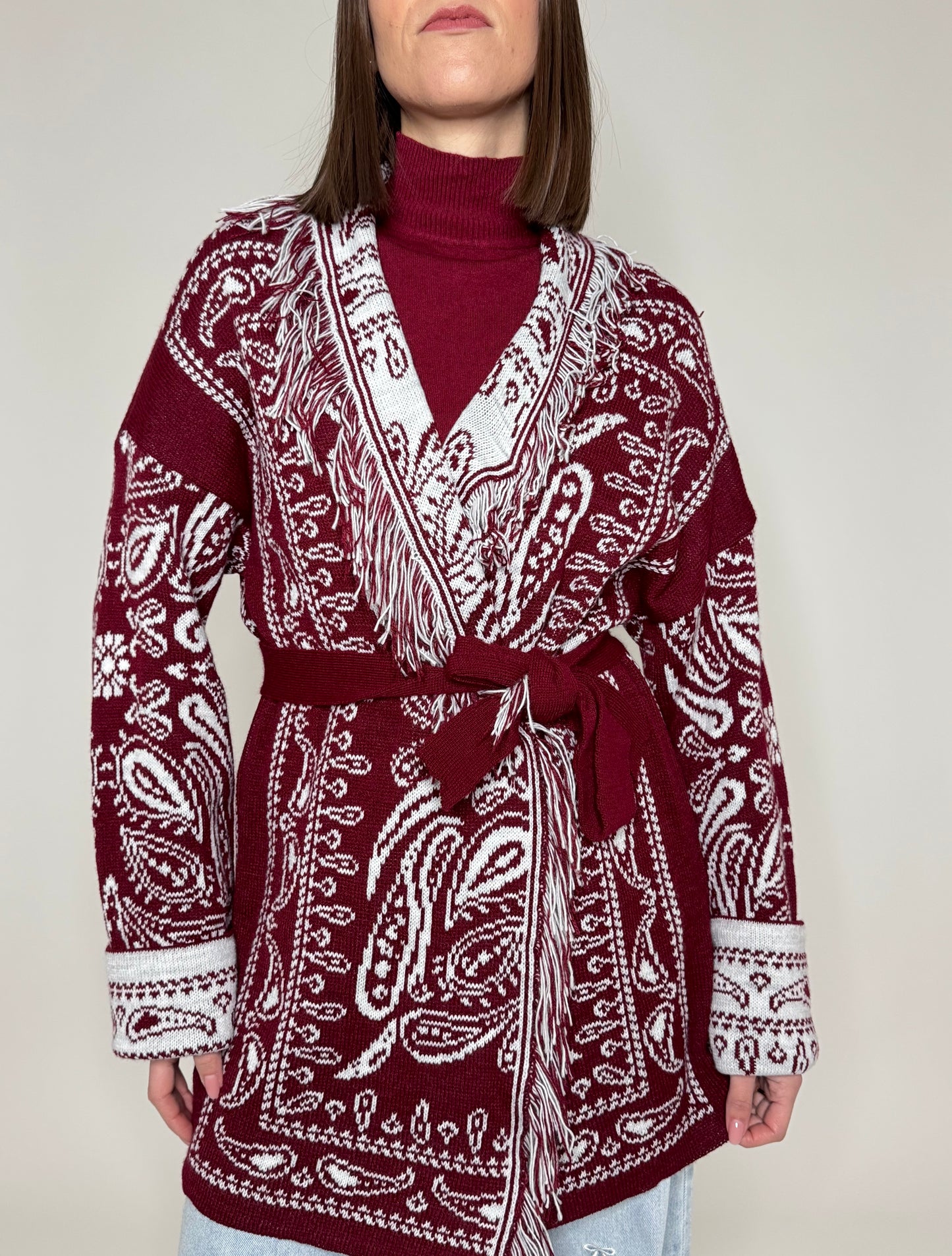 Cardigan bandana Jacquard Bordeaux