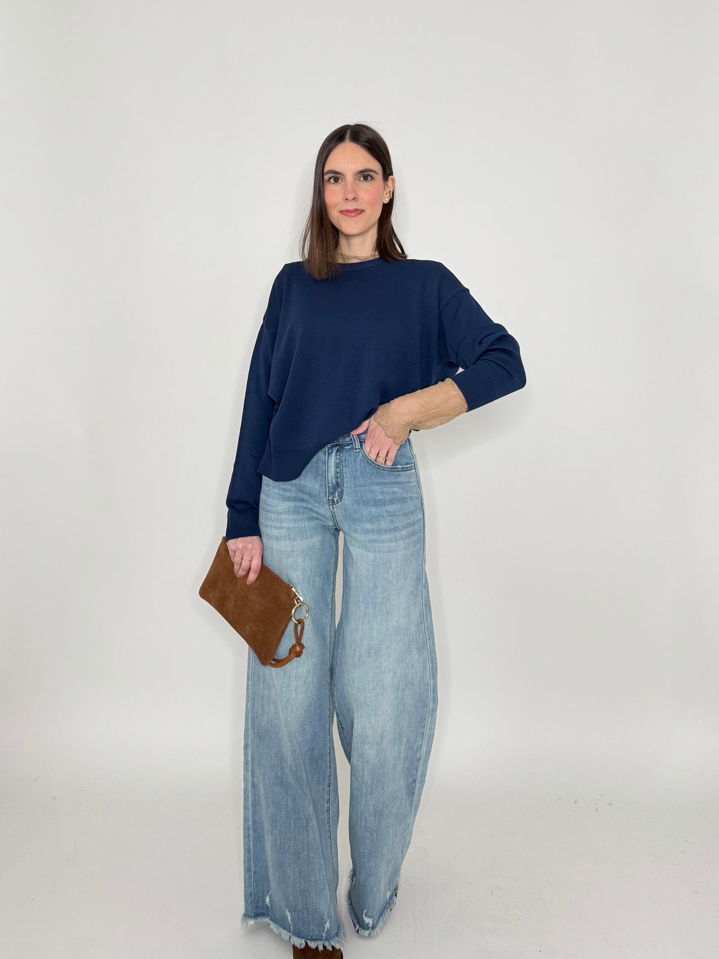 Jeans Wide leg sfrangiato