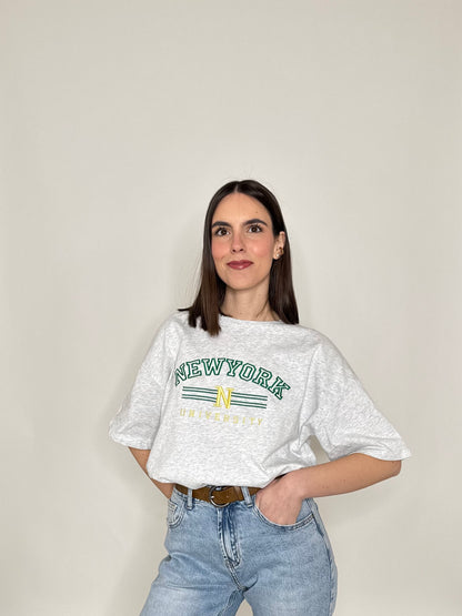 T-shirt in cotone "New York - University" Grigio