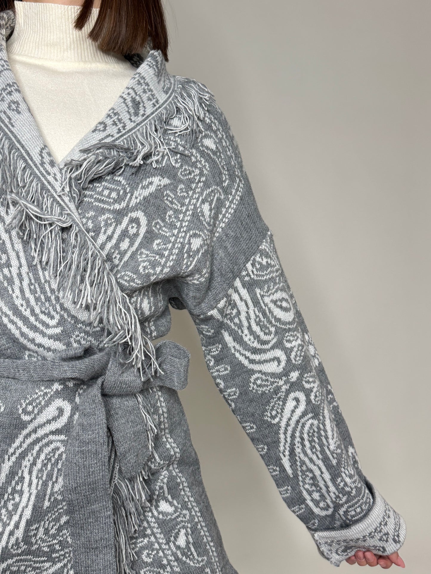 Cardigan bandana Jacquard Grigio