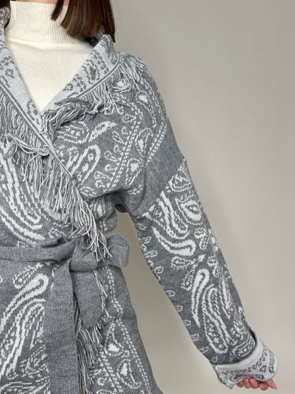 Cardigan bandana Jacquard Grigio