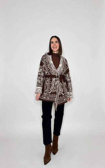 Cardigan bandana Jacquard Cioccolato