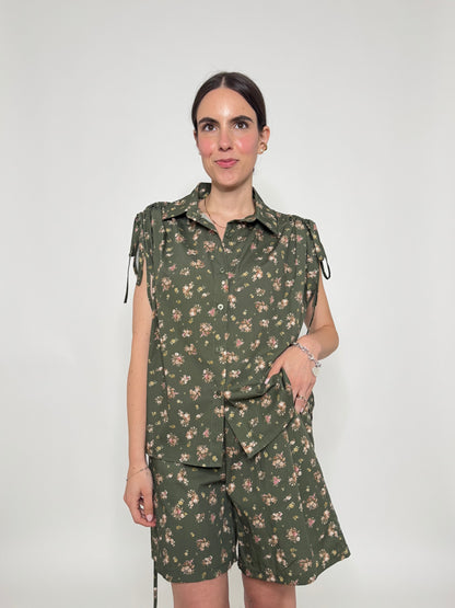 Completo Floreale Olivia Verde