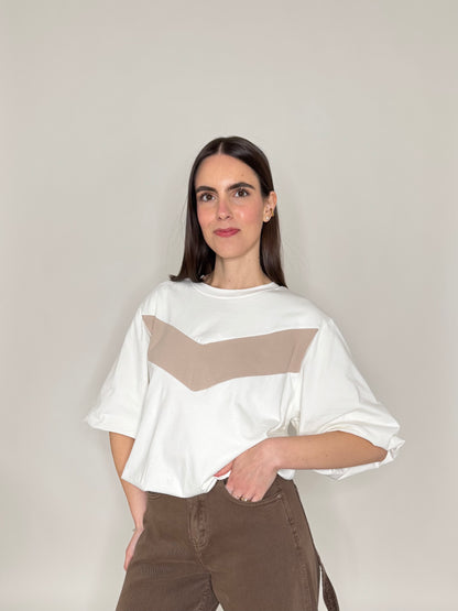 T-shirt palloncino in cotone Panna