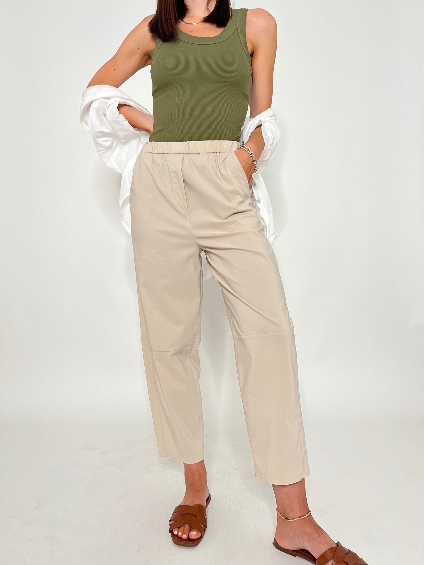 Pantalone Comfy ovetto in viscosa Beige