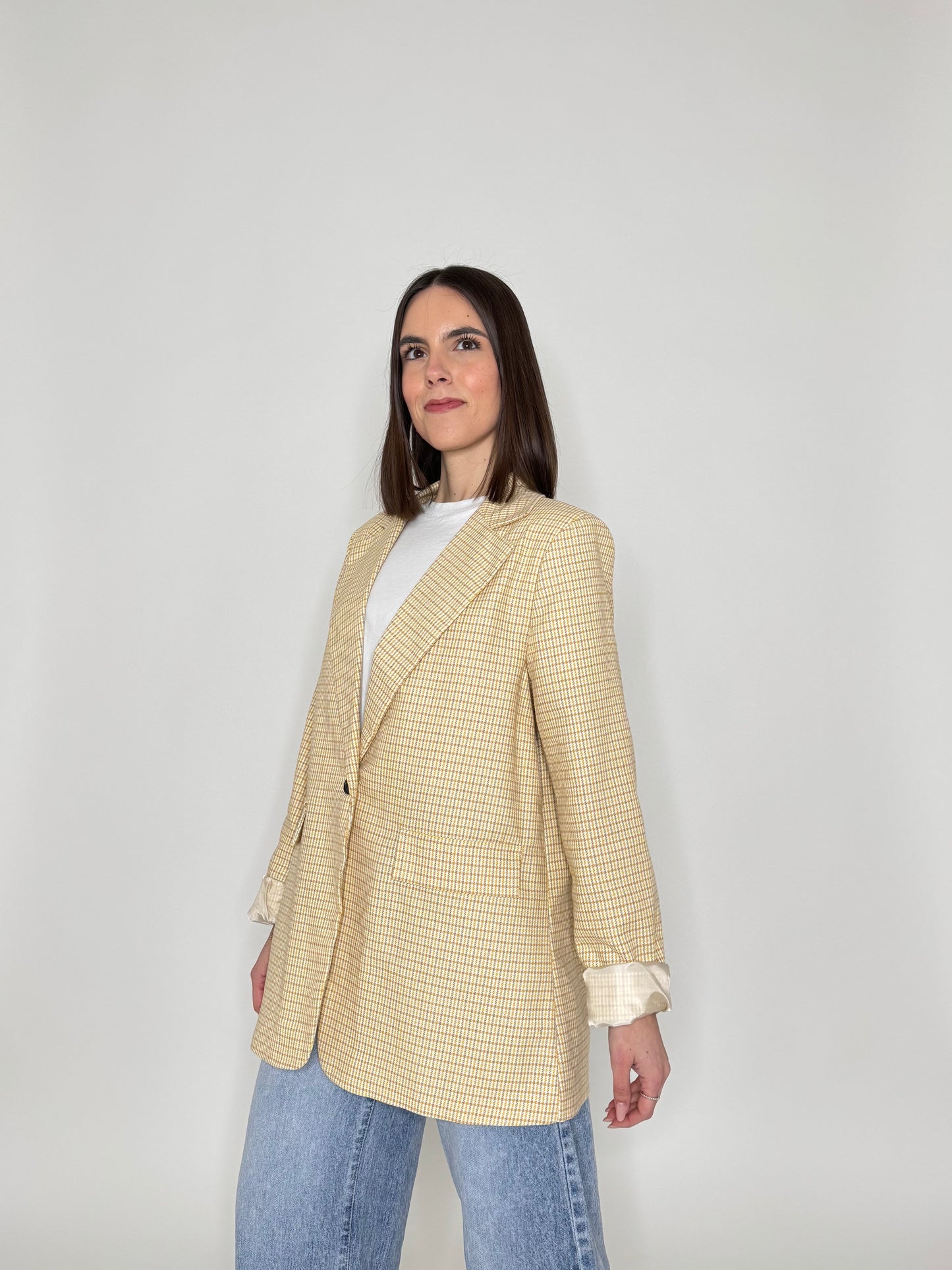 Giacca Spring check in cotone Giallo