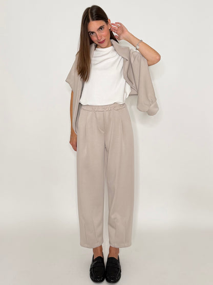 Pantalone ovetto relax fit in viscosa beige